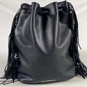 Victoria’s Secret Fringe Black Backpack Book Bag Purse Tote